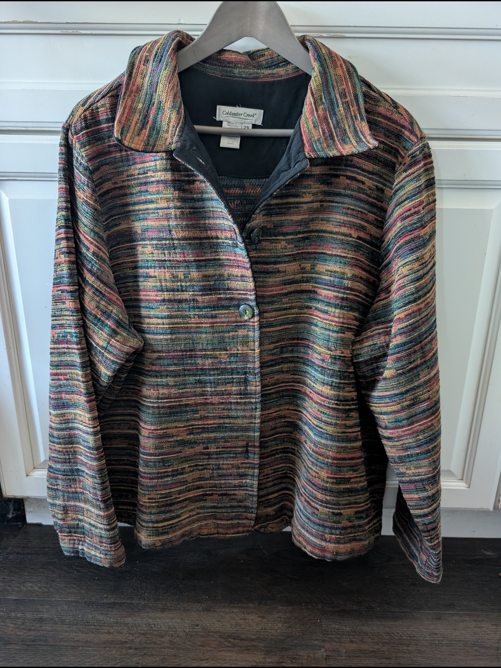 Coldwater Creek Multicolor Striped Button Front Jacket Southwestern Sz 2X
